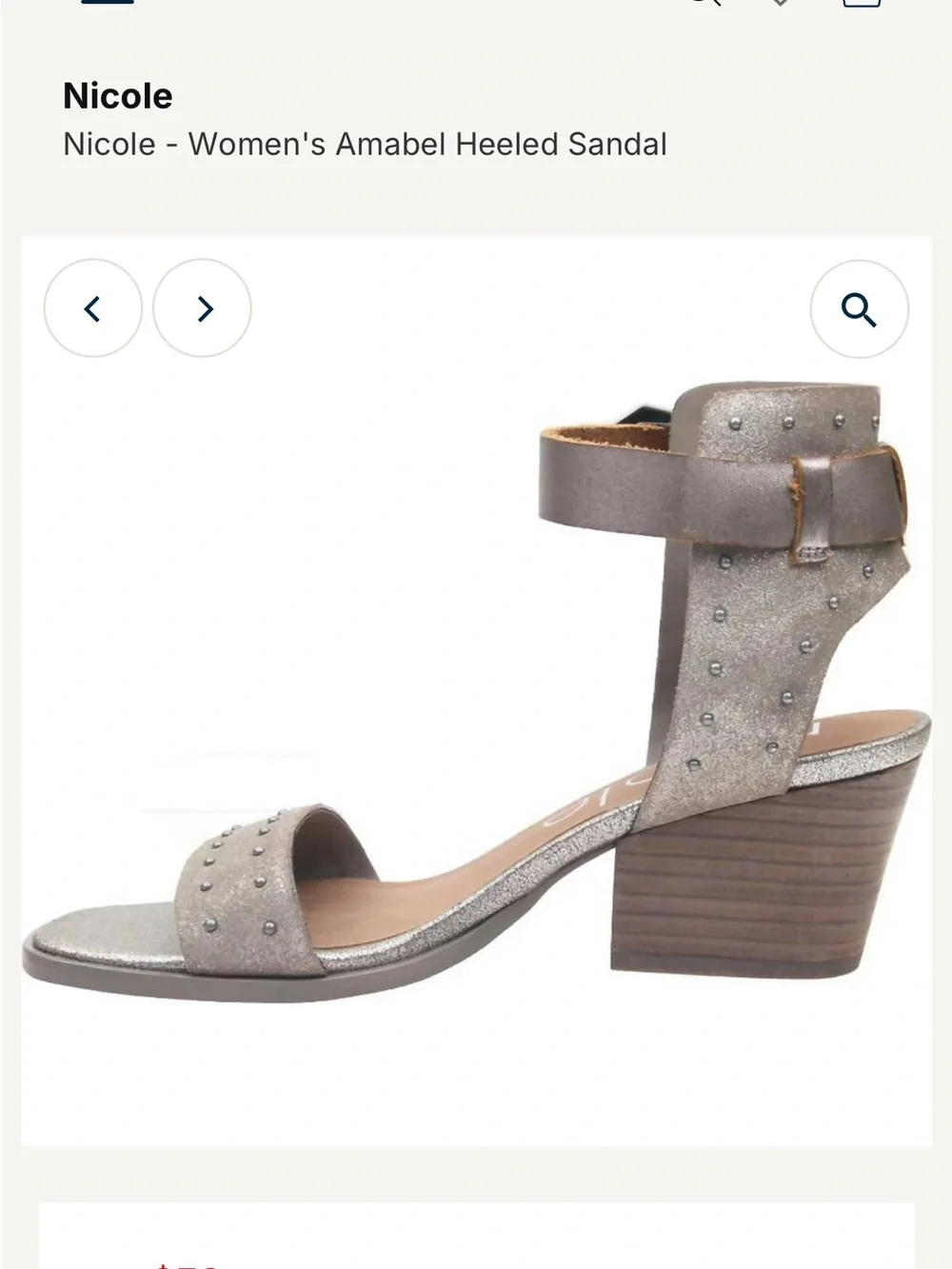 Nicole Metallic Studded Ankle-Strap Block Heel Sandal